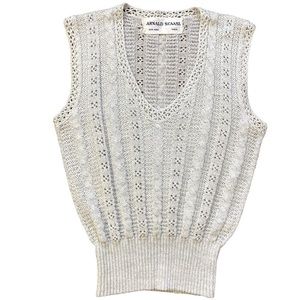 Arnald Scaasi Vintage Cream and Silver Crochet Sweater Vest